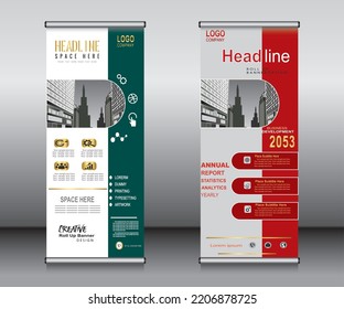 Roll up banner template design,banner layout, advertisement, pull up, polygon background, vector illustration, business flyer, display, x-banner, flag-banner, Info graphics, presentation.