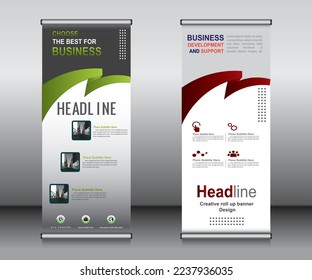 Roll up banner template design,banner layout, advertisement, pull up, polygon background.