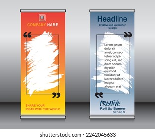 Roll up banner template design,banner layout, advertisement, pull up, polygon background.