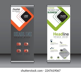 Roll up banner template design,banner layout, advertisement, pull up, polygon background.