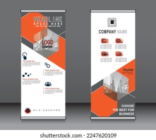 Roll up banner template design,banner layout, advertisement, pull up, polygon background.