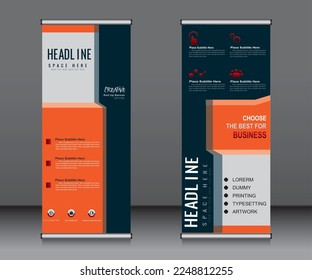 Roll up banner template design,banner layout, advertisement, pull up, polygon background.
