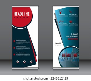 Roll up banner template design,banner layout, advertisement, pull up, polygon background.