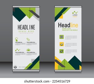 Roll up banner template design,banner layout, advertisement, pull up, polygon background.