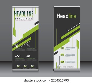 Roll up banner template design,banner layout, advertisement, pull up, polygon background.