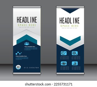 Roll up banner template design,banner layout, advertisement, pull up, polygon background.