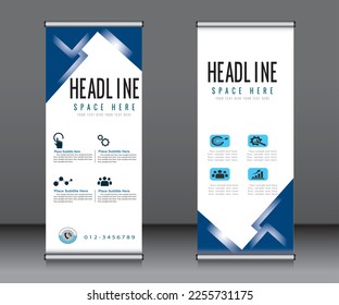 Roll up banner template design,banner layout, advertisement, pull up, polygon background.