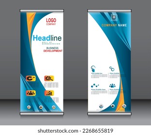 Roll up banner template design,banner layout, advertisement, pull up, polygon background.