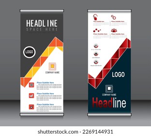 Roll up banner template design,banner layout, advertisement, pull up, polygon background.