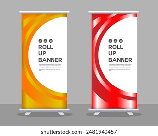 Roll up banner template design,banner layout, advertisement,, vector illustration, x-banner, Info graphics, presentation.