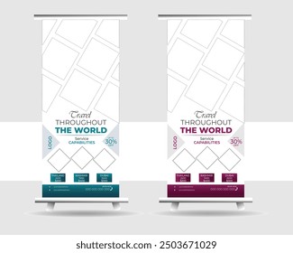 Diseño de Plantilla de Anuncio enrollable, diseño de Anuncio, publicidad, pull up, fondo de polígono, Ilustración vectorial, volante de negocios, pantalla, 