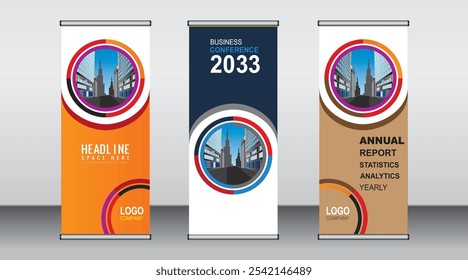 Roll up banner template design,banner layout, advertisement, pull up, polygon background, vector illustration, business flyer, display, x-banner, flag-banner, Info graphics, presentation.