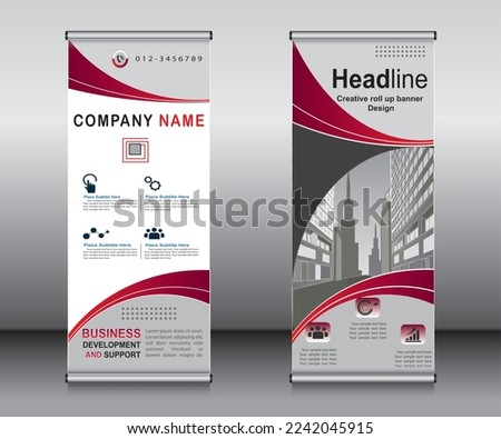 Roll up banner template design,banner layout, advertisement, pull up, polygon background.