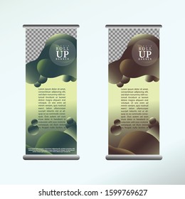 Roll up banner template with Fluid gradient shapes composition