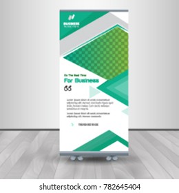 Roll Up Banner template and info graphics, stand design, advertisement, flyer, display vector illustration.