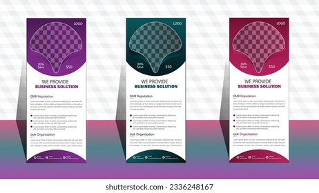 Roll up banner template. layout corporate roll up banner signage standee template. professional corporate roll up banner design.