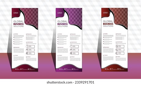 Roll up banner template. layout corporate roll up banner signage standee template. professional corporate roll up banner design.