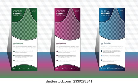 Roll up banner template. plantilla estándar de banner roll up de la empresa de diseño. diseño de banner de acumulación de empresas profesionales.