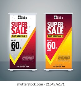 Roll up banner template, sale rollup banners para marketing, fondo abstracto, diseño de extracción, moderno x-banner, anuncio, banner de negocios, mostrar, añadir, tamaño de rectángulo.