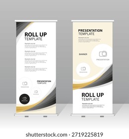 Roll up conjunto de modelos de banner com design de onda abstrata, exposição de stand corporativo moderno para apresentação de negócios, estande de exposição, promoção de marketing, fundo de publicidade. garantindo uma forte presença visual em qualquer configuração ou evento.