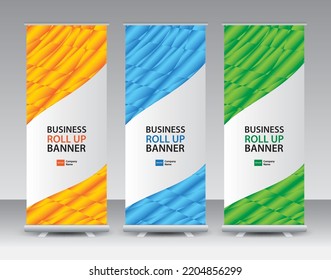 Roll Up banner template set, roll up banner design, banner stand or flag design, j-flag, x stand, x banner, exhibition show, Stand Design, poster, ads, geometric background template, vector