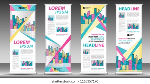 Planta de banner, diseño de stand, Arriba, presentación, publicidad, volante de negocios, afiche, presentación, empresa, diseño de banner web, concepto creativo moderno Pastel, ilustración de la ciudad vectorial