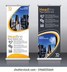Roll Up Banner template, stand design, advertisement, flyer display vector illustration.