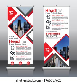 Roll Up Banner template, stand design, advertisement, flyer display vector illustration.