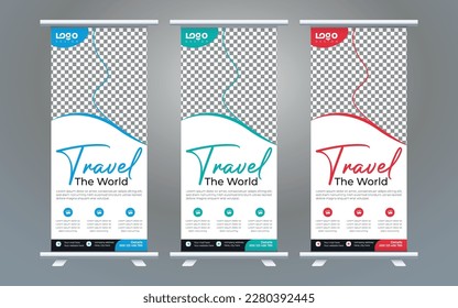 Roll Up Banner template, stand design, advertisement, display, business flyer, vector illustration