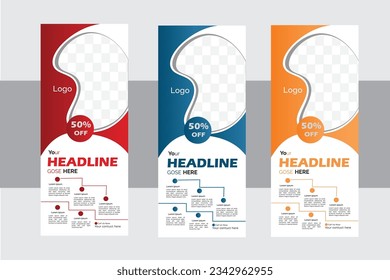 Roll up Banner Template with three colors.