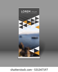 roll up banner template with triangles and inner shadows