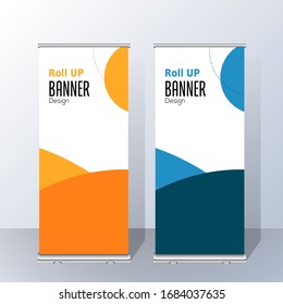 Roll Up Banner template vector illustration, background, stand, display, advertisement design