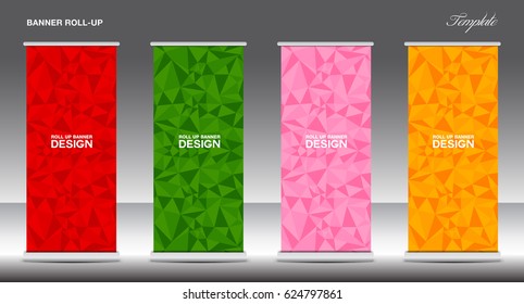 Roll Up Banner template vector illustration, polygon background ,standy design, display, advertisement