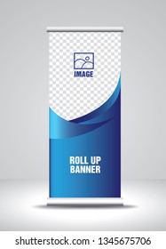 Roll up banner template vector, banner, stand, exhibition design, advertisement, pull up, x-banner and flag-banner layout