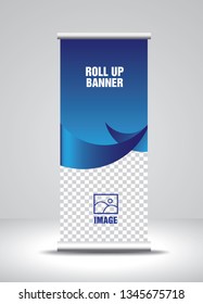 Roll up banner template vector, banner, stand, exhibition design, advertisement, pull up, x-banner and flag-banner layout