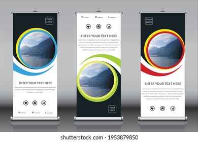 Roll up banner template vector Stand Poster design. Modern rectangle size X banner design.