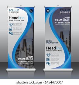 Roll Up Banner template,stand design,advertisement,flyer display vector illustration.