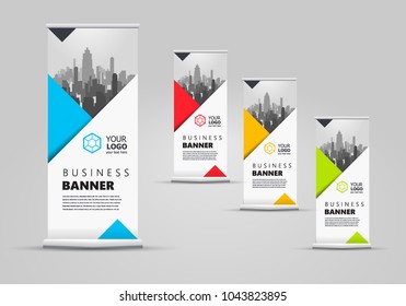 Roll Up Banner Trianges Theme Colored Set