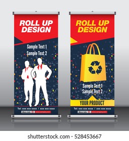 Roll up banner with Triangular shape Background Vector design