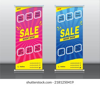 Roll up banner with Triangular shapes.modern x-banner design, rectangle size Vector illustration.