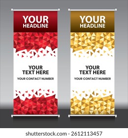 roll up banner triangular, trade, vector, illustration, promotion,business,template