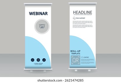 Roll Up Banner Vektor, abstrakter geometrischer Hintergrund, modernes x-Banner Design.