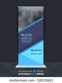 Roll Up Banner Vector Background. Corporate Roll-up Cover Design with Image Add Feature, Business Elements and Print Ready Flat Style Rollup Ad or Website Vertical Banners Template