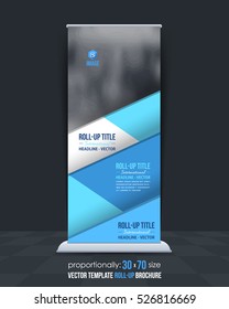 Roll Up Banner Vector Background. Corporate Roll-up Cover Design with Image Add Feature, Business Elements and Print Ready Flat Style Rollup Ad or Website Vertical Banners Template