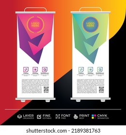 Roll up banner vector design template promotion special offer gradient color