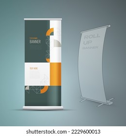 Roll up banner vector tecnological style