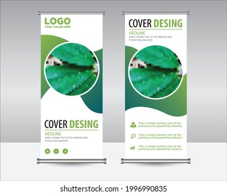 Roll up banner vector template design, modern x-banner and flag-banner advertising. editable vector illustration green environment design, Eco friendly
