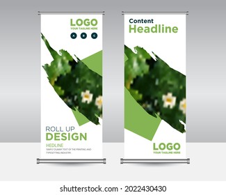 Roll up banner vector template design, modern Annual report and flag-banner advertising. editable vector illustration green environment design, Eco friendly