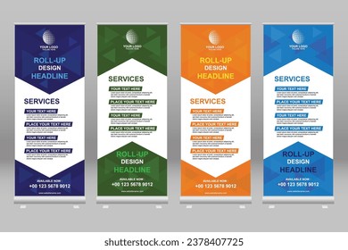 Roll up banner vector template design set