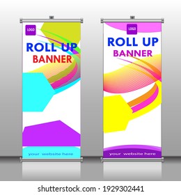 roll up banner vector template multi color design